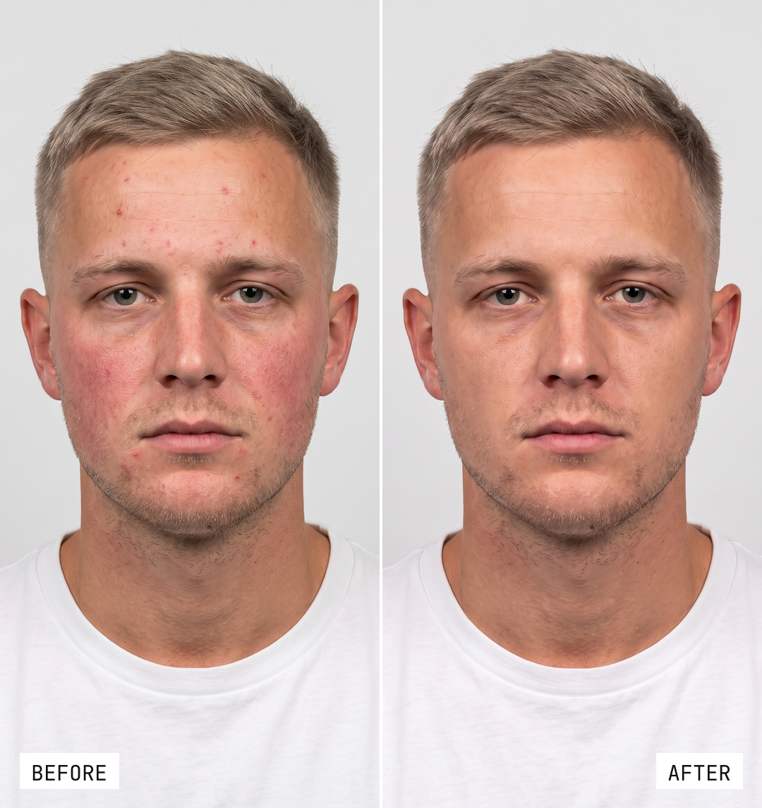 Before & after — redness