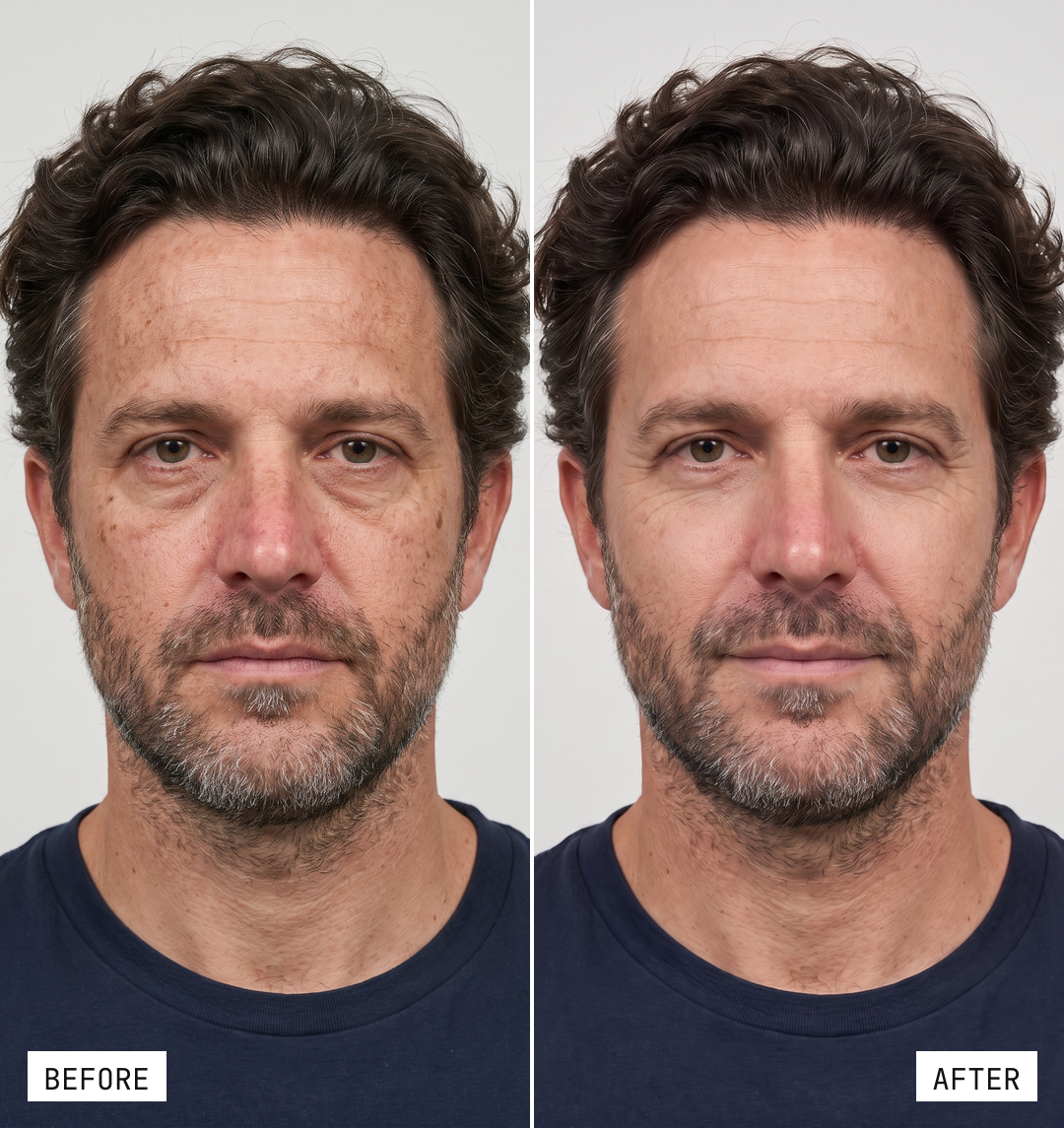 Before & after — sun damage & dark circles
